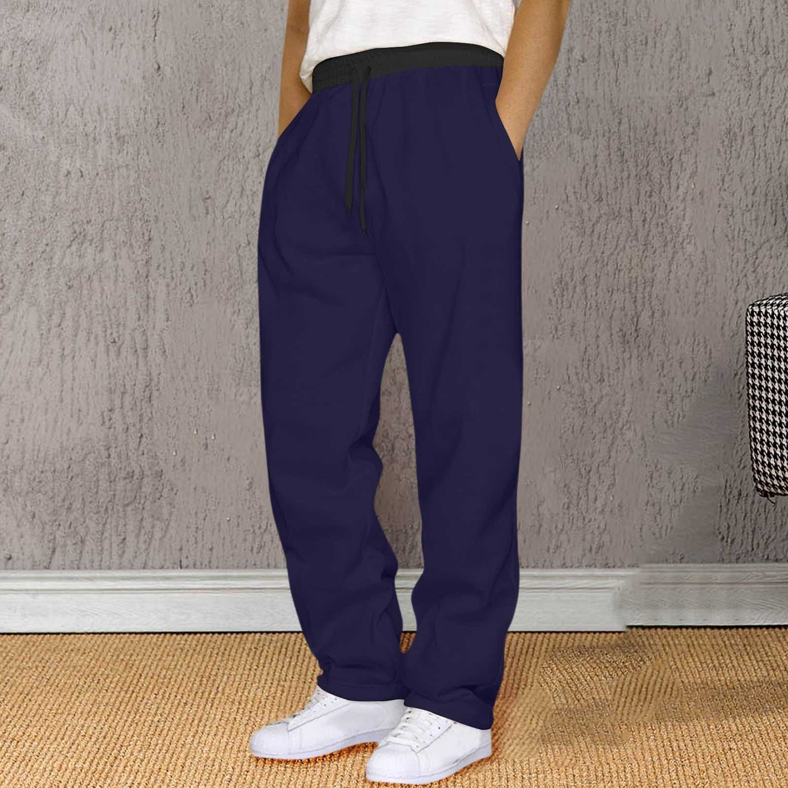 thumbnail image 4 of Pantalones de chándal de felpa para hombre: bajo elástico, joggers holgados, tejido de poliéster, ropa de gimnasio/casual, tallas S-XXXL., 4 of 7